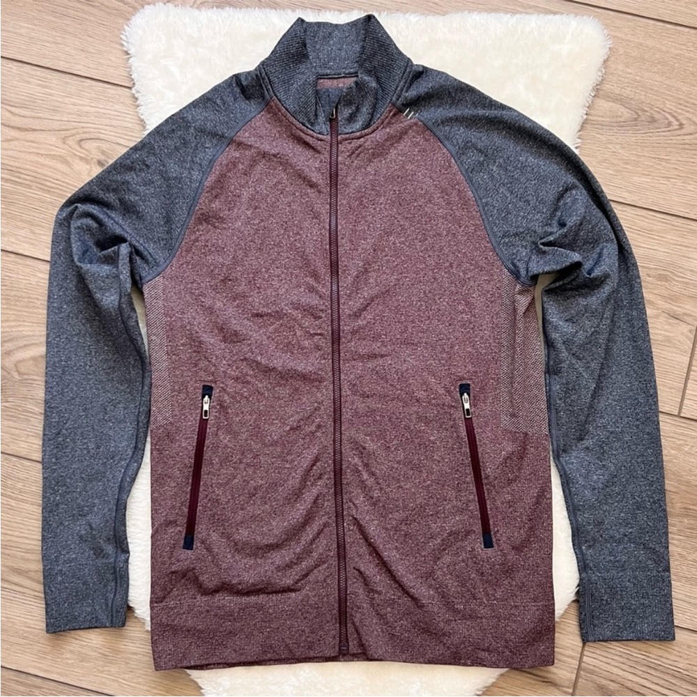 Men's Gray and Maroon Full-Zip Jacket